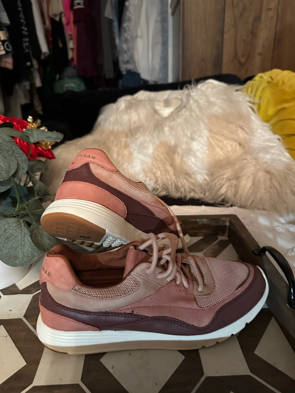 Cole Haan Dusty Rose & Mauve Suede Mesh Sneakers